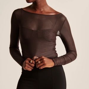 Abercrombie Long Sleeve Mesh Crop Top